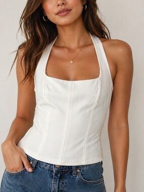 Zara White Halter Corset